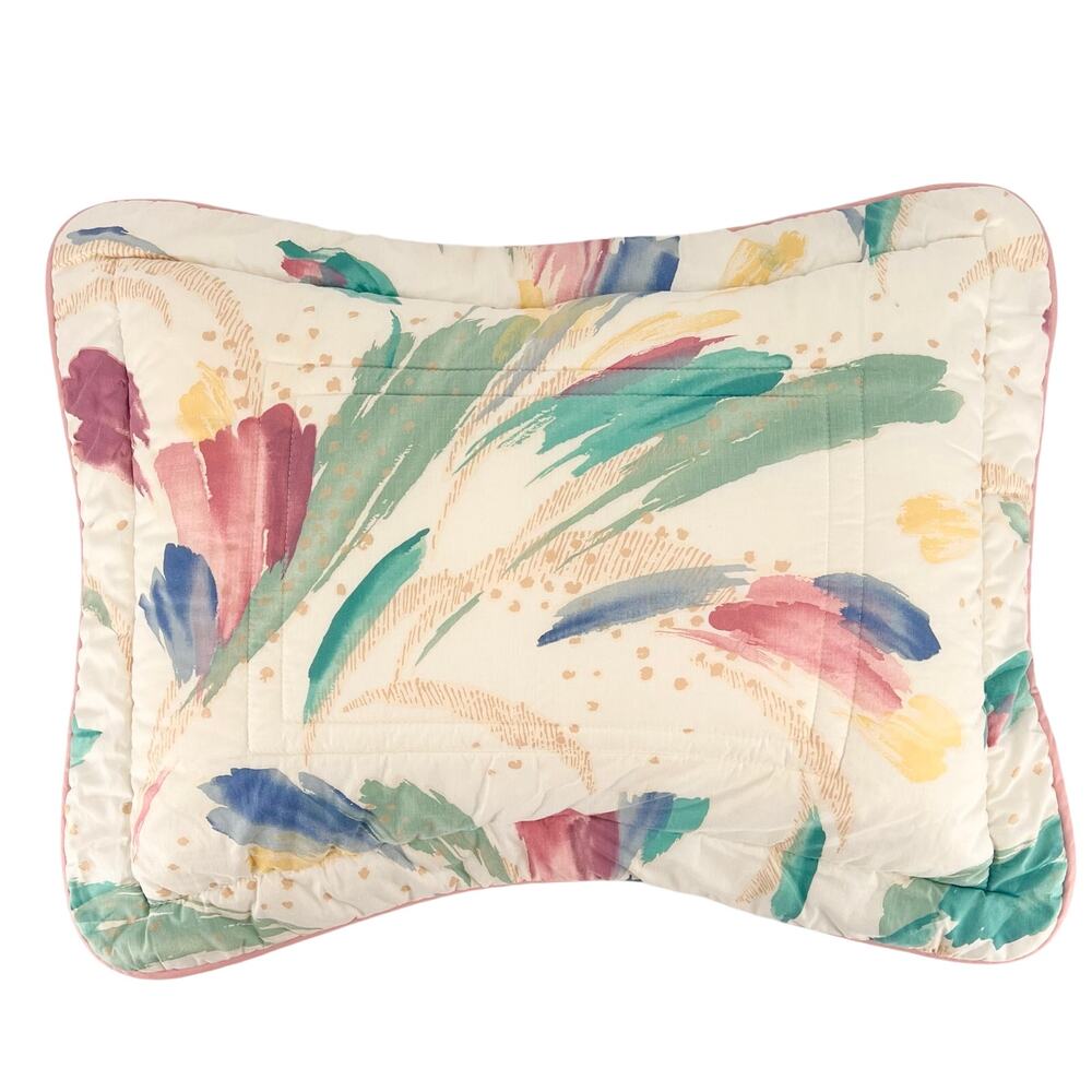 80s Croscill Riviera Pillow Sham 1980s Vintage Abstract Watercolor Floral